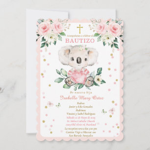 Convite Invitación Koala para el bautizo de nuestra hija