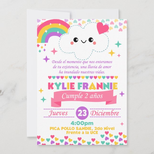 Convite Invitación lluvia de amor  (Frente)