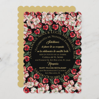 Convite Invitación Matrimonio/Boda Floral Rosa-Rubor Negro