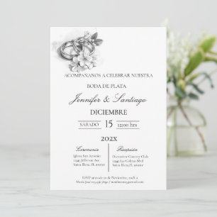 Convite Invitación minimalista con anillo para boda