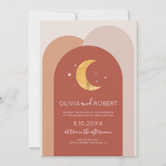 Convite Invitación Modern Boho Moon Wedding Invitation