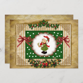 Convite Invitación navidad  estilo vintage scrapbookin