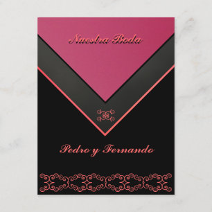 Convite Invitación - Nuestra Boda - Negra, naranja de ros