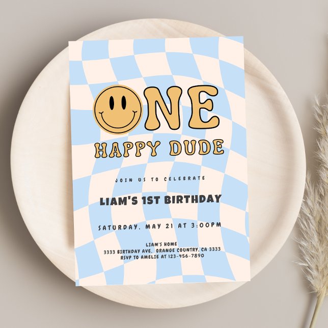 CONVITE INVITACIÓN ONE HAPPY DUDE BIRTHDAY (Criador carregado)