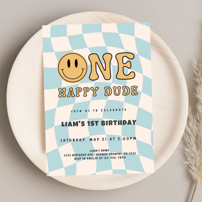 CONVITE INVITACIÓN ONE HAPPY DUDE BIRTHDAY (Criador carregado)