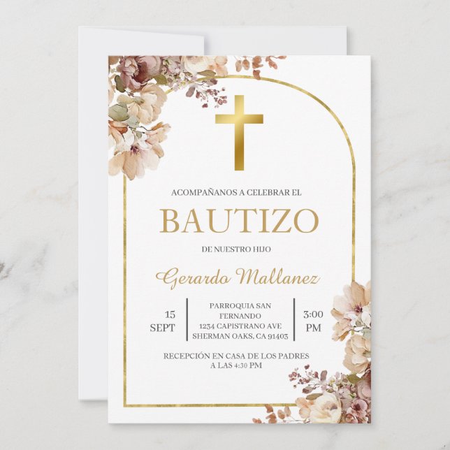 Convite Invitación para bautismo (Frente)