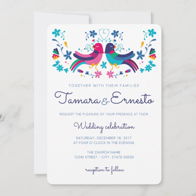 Convite Invitación para boda mexicana (Frente)