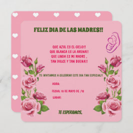 CONVITE INVITACION PARA EL DIA DE LAS MADRES.