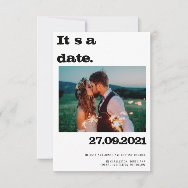 Convite invitación para en negro moderna Eloped (Frente)