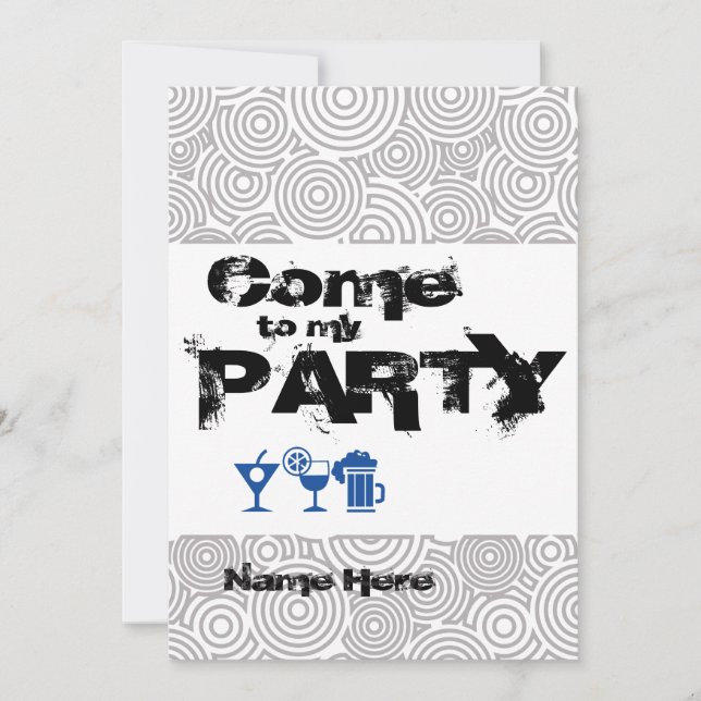 Convite Invitación para personalizar Come to my Party (Frente)
