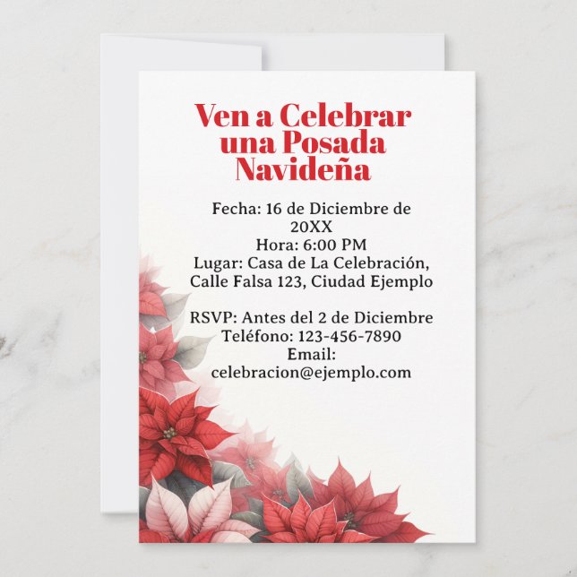 Convite Invitación para Posada Navideña espanhola (Frente)