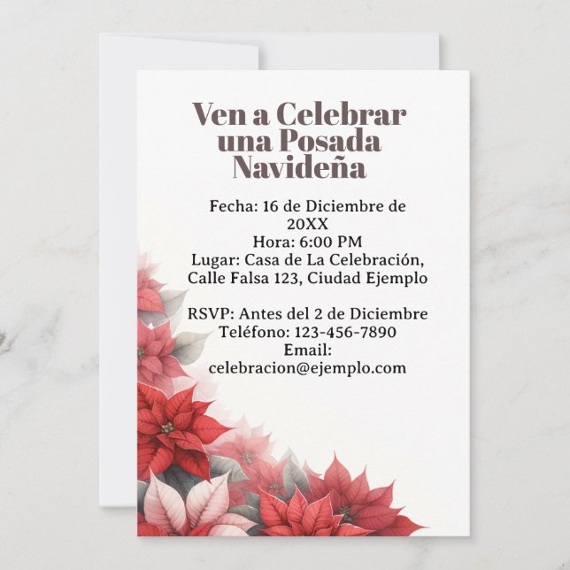 Convite Invitación para Posada Navideña espanhola (Frente)