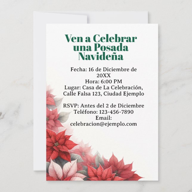 Convite Invitación para Posada Navideña espanhola (Frente)