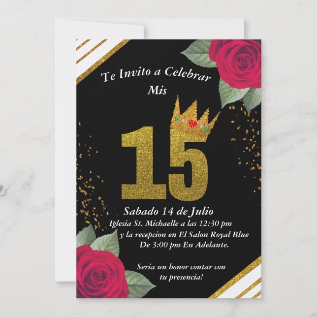 Convite Invitacion para quinceañera  (Frente)