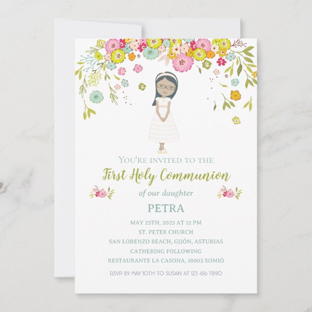 Convite Invitación PETRA Primera Comunión (Frente)