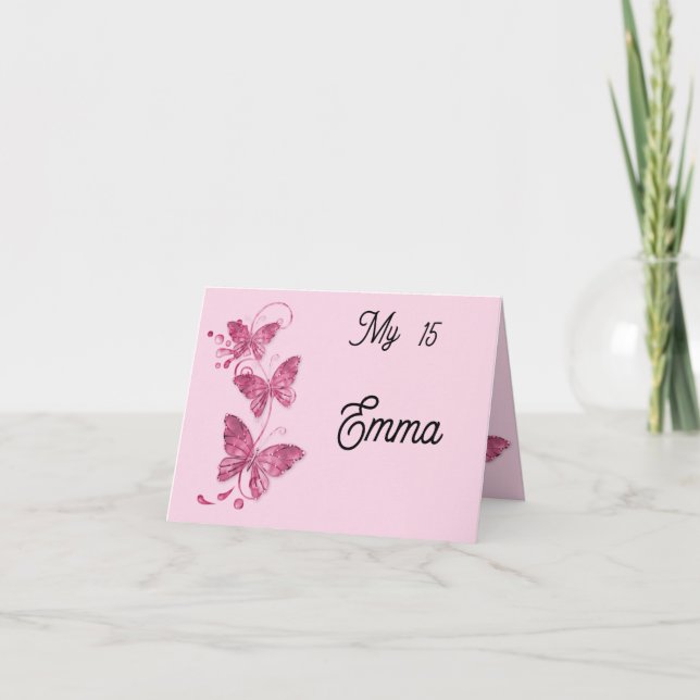 Convite Invitación plegable quinceañera mariposas (Frente)