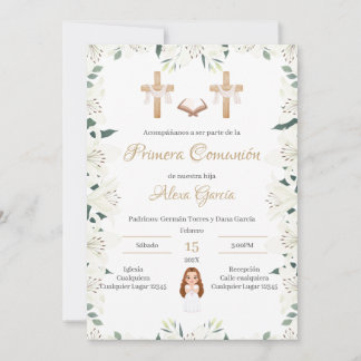Convite Invitación Primera Comunión Niña