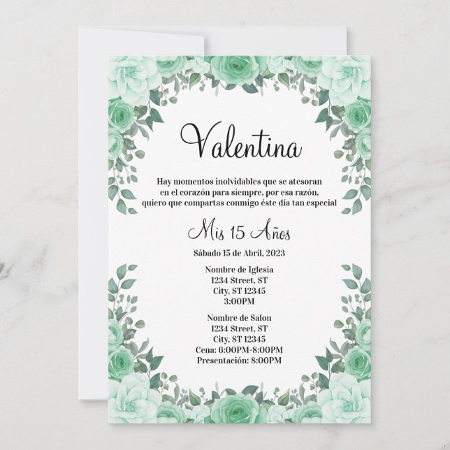 Convite Invitación Quinceañera (Frente)