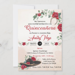 Convite Invitación QUINCEANERA Mariachi Charra Russo Char