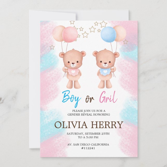 CONVITE INVITACION REVELACION DE GENERO (Frente)