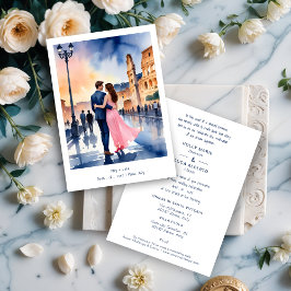 Convite Invitación Rome Coliseum Colorful Cityscape Weddin
