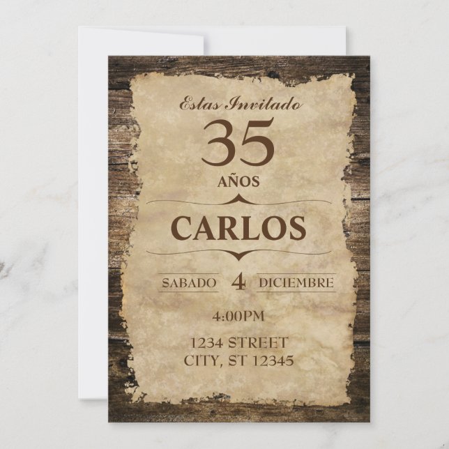 CONVITE INVITACIÓN RÚSTICA (Frente)