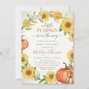 Convite Invitación Sunflower & Pumpkins Chá de fraldas d