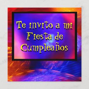 Convite Invitación -Te invito a mi Fiesta - Azul y Naranj