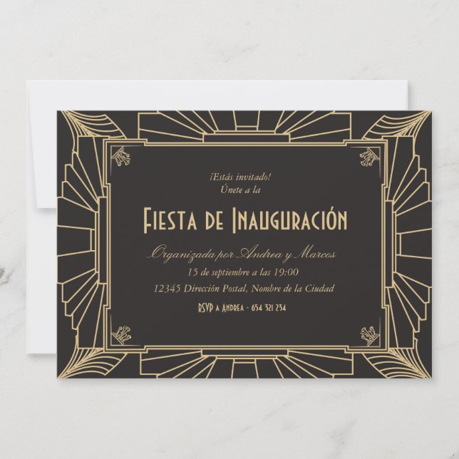 Convite Invitación temática de 1920 fiesta de inauguración (Frente)
