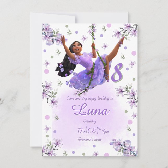 Convite Invitación Template Isabella's Birthday Invitation (Frente)