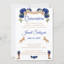 Convite Invitaciones charro Quinceañera Charra azul