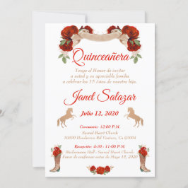 Convite Invitaciones charro Quinceañera Charra Red