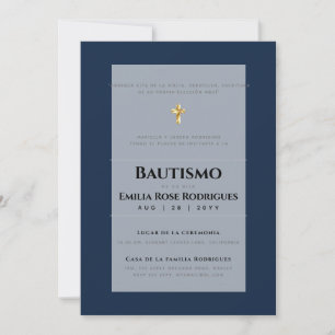 Convite Invitaciones de Bautismo Español Católico Modern