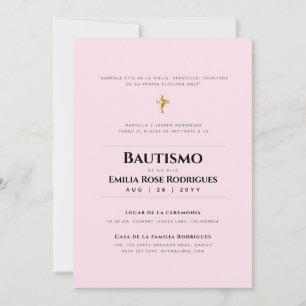 Convite Invitaciones de Bautismo Español Católico Moderno