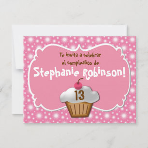 Convite Invitaciones de cumpleaños, cupcake Fiesta de Ros