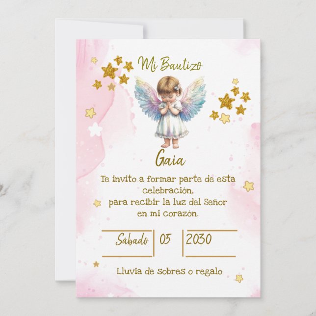 CONVITE INVITACIONES PARA BAUTIZO DE NIÑA (Frente)