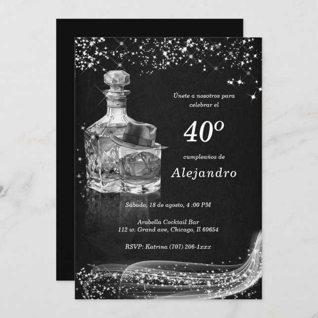 Convite Invitaciones Personalizadas Modernas Para Hombre (Frente/Verso)