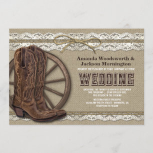Convite Invitações de Casamento de Locais e Burlap Rustic 