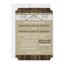 Invitações de Casamento Rustic Country Burlap e La