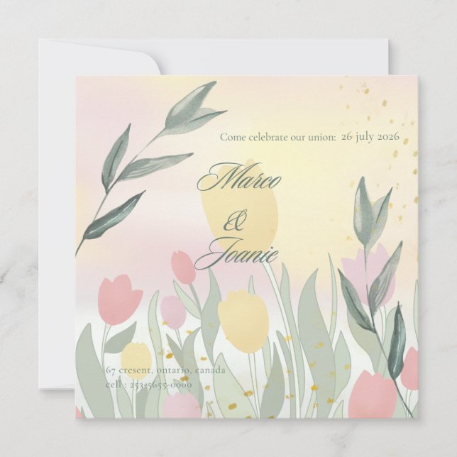 Convite Invitation A Delicate Tulip Wedding Celebration (Frente)