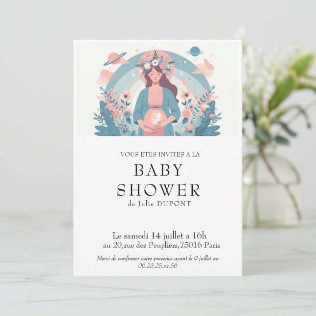 Convite Invitation baby shower en français (Em pé/Frente)
