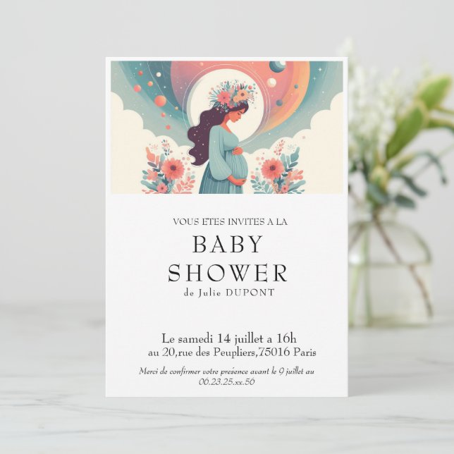 Convite Invitation baby shower en français (Em pé/Frente)