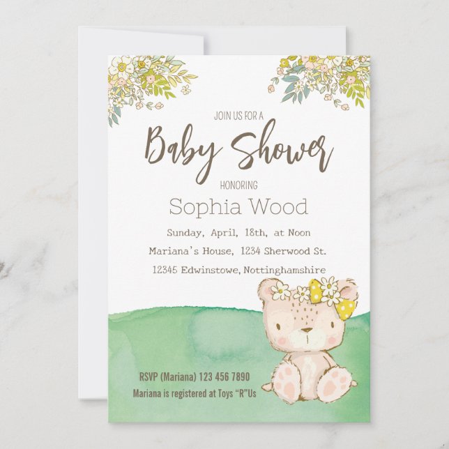 Convite Invitation Baby Shower Little Bear (Frente)