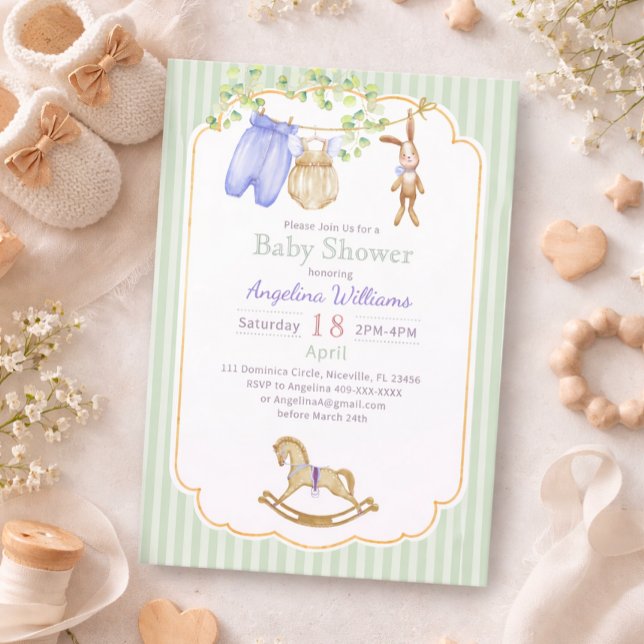 Convite Invitation baby shower with charming designs. (Criador carregado)