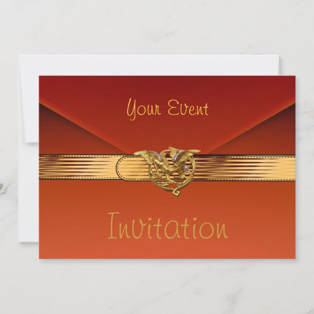 Convite Invitation Burnt Orange Velvet Jewel Dourado Clutc (Frente)