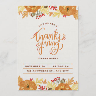 Convite Invitation card for thanksgiving day
