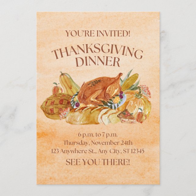Convite Invitation card for thanksgiving donner  (Frente)