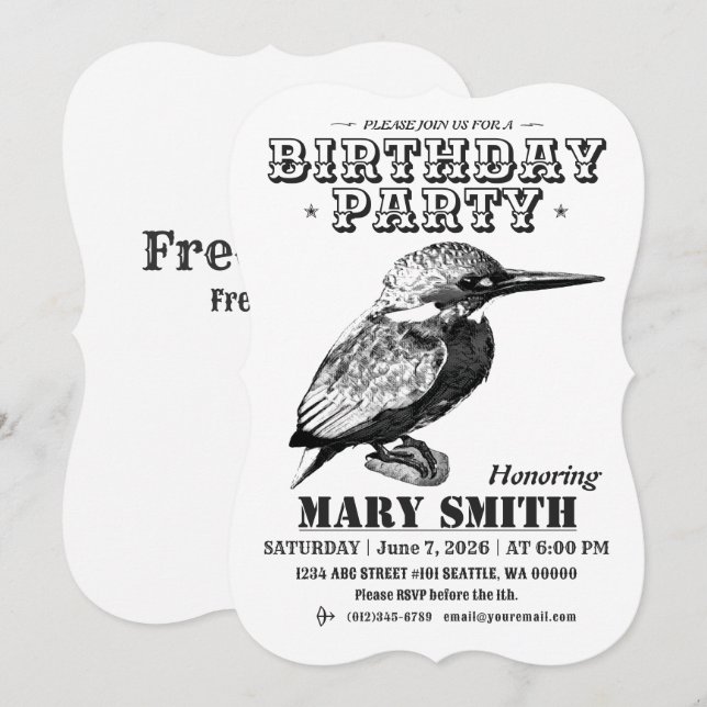 Convite Invitation Card_Western Style (Common Kingfisher) (Frente/Verso)