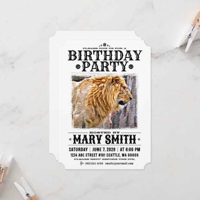 Convite Invitation Card_Western Style (Lion) (Frente/Verso In Situ)
