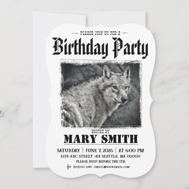 Convite Invitation Card_Western Style (Wolf) (Frente)